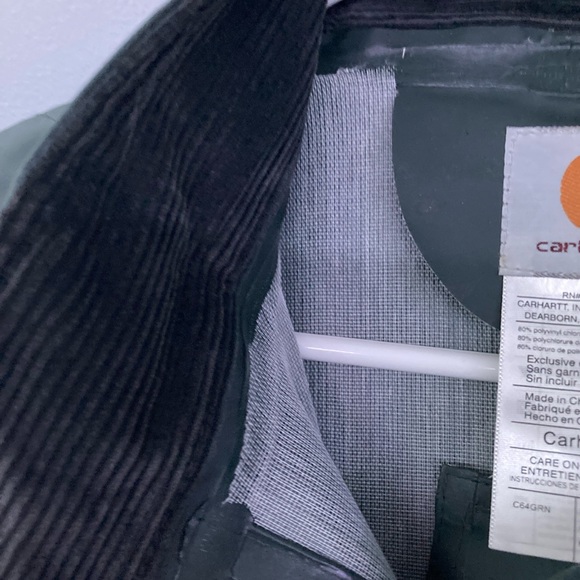 Carhartt Mens Large Surrey Rain Coat Jacket Dark Olive Green w/Hood (Waterproof) - Picture 9 of 11